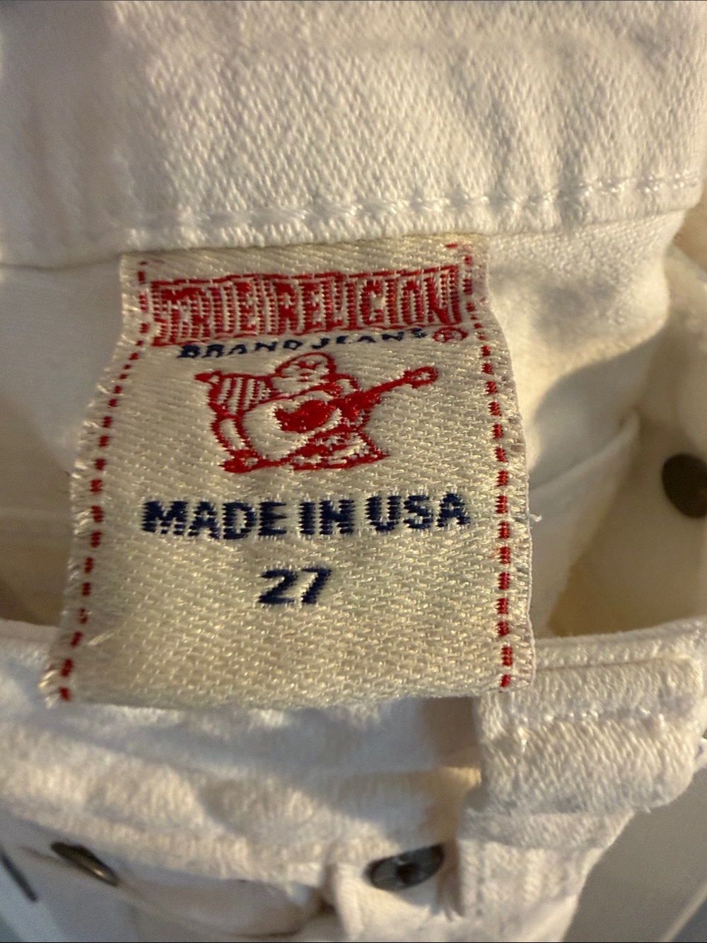 True Religion White Denim Jeans with Branded Label - Picture 2 of 8